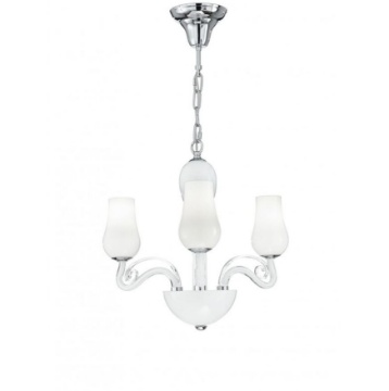 Immagine di Lampadario Bianco Contemporaneo 3 Luci Bicchieri Vetro Angel Fan Europe