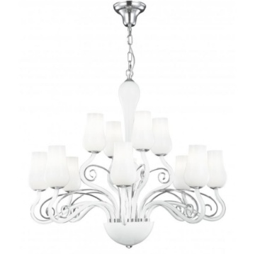 Immagine di Lampadario Contemporaneo 12 Luci In Vetro Bianco Angel Fan Europe