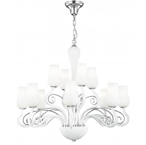 Immagine di Lampadario Contemporaneo 12 Luci In Vetro Bianco Angel Fan Europe