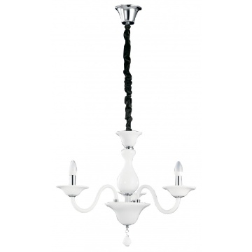 Immagine di Lampadario Classico 3 Luci In Vetro Soffiato Bianco Soffio Fan Europe