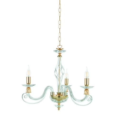 Immagine di Lampadario Classico 3 Luci In Vetro 1306 Ondaluce Ciciriello