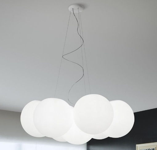 Immagine di Lampadario 7 Sfere Bianche Oh! PM7 Ø84 cm Decòrative
