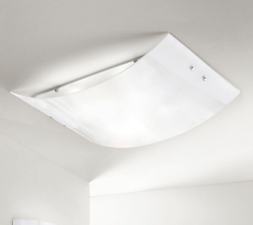 Immagine di Plafoniera In Vetro Curvo Bianco Michela P/M 30x45cm Gea Luce