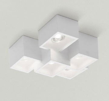 Immagine di Lampada Da Soffitto In Gesso Verniciabile Heraea 5xGU10 T194 Sforzin