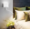 Immagine di Applique Bianco Mensola Led con Faretto Spot e Presa USB Level Perenz