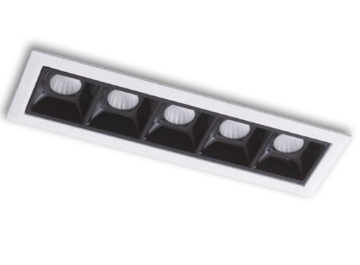 Immagine di Faretto Rettangolare Da Incasso Nero Bianco 5 Luci Led 10w CCT