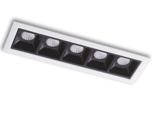 Immagine di Faretto Rettangolare Da Incasso Nero Bianco 5 Luci Led 10w CCT