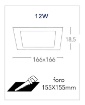 Immagine di Faretto Da Incasso Quadrato 16,6 cm Led 12w Per Controsoffitto