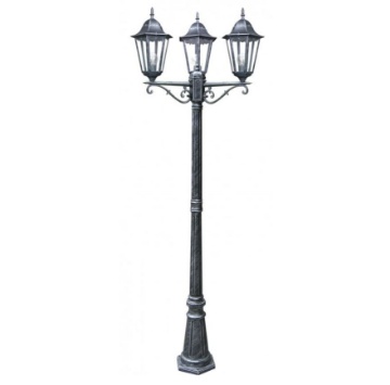 Immagine di Lampione Classico 3 Luci Da Esterno Nero Argento 218 cm Firenze Intec