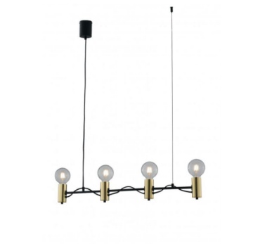 Immagine di Lampadario Metallo Nero Oro Vintage Axon 4 Luci Design Fan Europe