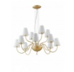 Immagine di Lampadario Contemporaneo Oro Paralumi Bianchi Canto 12 Luci Fan Europe