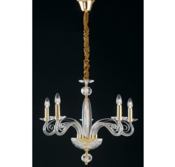 Immagine di Lampadario Classico Cristallo Dettagli Oro Epoque 5 Luci Fan Europe