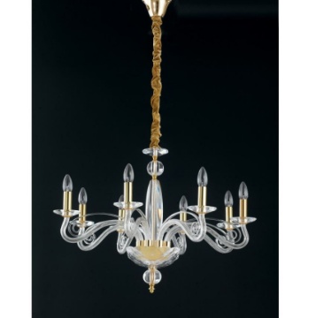 Immagine di Lampadario Classico 8 Luci Per Soggiorno Cristallo Dettagli Oro Epoque Fan Europe
