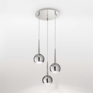 Immagine di Lampada Sospensione Cucina Moderna 3 Sfere Cromo Bol Affralux