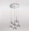 Immagine di Lampadario A Sospensione Pendenti Sfere Cromo 6 Luci E27 Bol Affralux