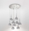 Immagine di Lampadario Rotondo Per Sala Pranzo Cascata Sfere Cromo 9 Luci E27 Bol Affralux