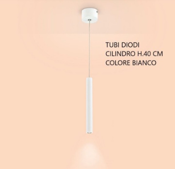 Immagine di Sospensione Led Per Isola Cucina Cilindro Bianco 3000k Tubi Diodi 40cm Affralux