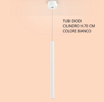 Immagine di Sospensione Cilindro Sottile Bianco Led 3000k Per Penisola Tubi Diodi 70cm Affralux