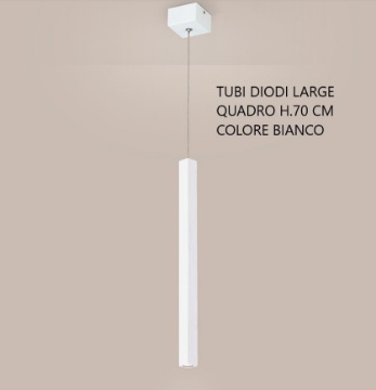 Immagine di Sospensione Quadrata Bianca Da Comodino Tubi Diodi 70cm Led 3w 3000k Affralux