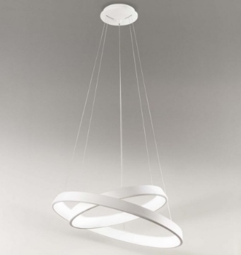Immagine di Lampadario Soggiorno Anelli Diodi Doppio Cerchio Bianco 80cm Led 82w 3200k Affralux