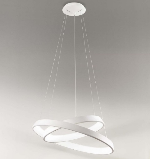 Immagine di Lampadario Soggiorno Anelli Diodi Doppio Cerchio Bianco 80cm Led 82w 3200k Affralux