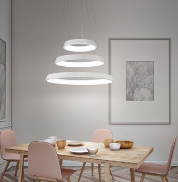 Immagine di Lampadario Moderno Bianco 3 Cerchi Affralux Anelli Diodi Led 102w 3200k Affralux