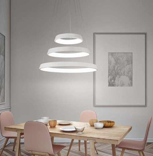 Immagine di Lampadario Moderno Bianco 3 Cerchi Affralux Anelli Diodi Led 102w 3200k Affralux