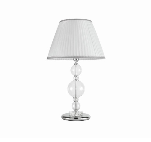 Immagine di Lampada Da Tavolo Cromo In Vetro Bach Con Paralume Bianco Ondaluce