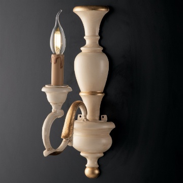 Immagine di Applique Contemporanea Legno Avorio e Decori Foglia Oro Fiorenza Bonetti