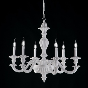 Immagine di Lampadario Bracci Legno 6xE14 Stile Shabby Chic Leonardo Ø74 cm Bonetti