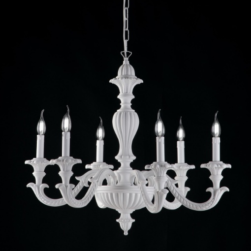 Immagine di Lampadario Bracci Legno 6xE14 Stile Shabby Chic Leonardo Ø74 cm Bonetti