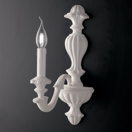 Immagine di Applique 1 Luce Legno Bianco Shabby Leonardo Bonetti