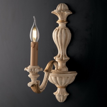 Immagine di Applique Artigianale Legno Avorio con Decori Foglia Oro Leonardo Bonetti