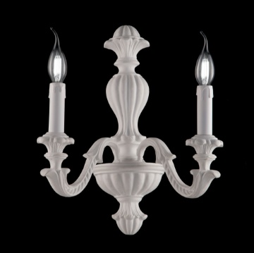 Immagine di Applique Classica 2 Bracci Legno Bianco Shabby Leonardo Bonetti