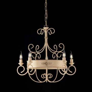 Immagine di Lampadario Stile Medievale Ferro Baltimora 5 Luci Avorio Decape Bonetti