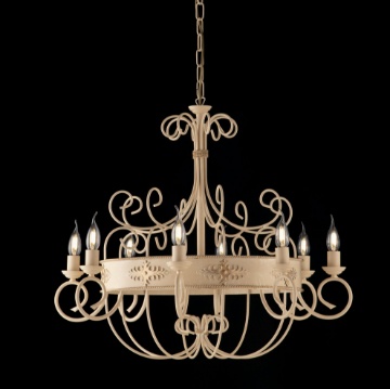 Immagine di Lampadario Rustico Ferro Battuto Baltimora 8 Luci Avorio Decape Bonetti