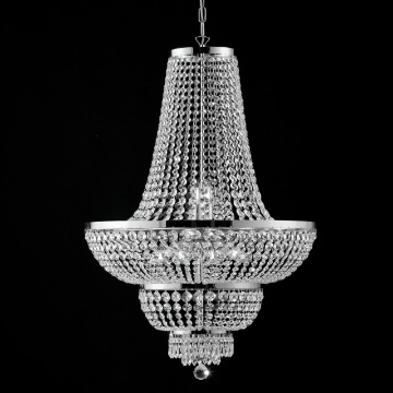 Immagine di Grande Lampadario Cromo con Strass in Cristallo Mozart 10 Luci Bonetti