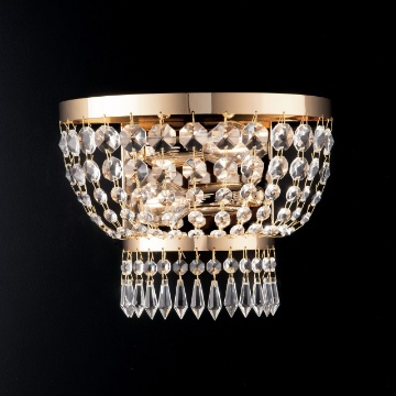 Immagine di Lampada Oro Classica da Parete con Strass in Cristallo Mozart Bonetti