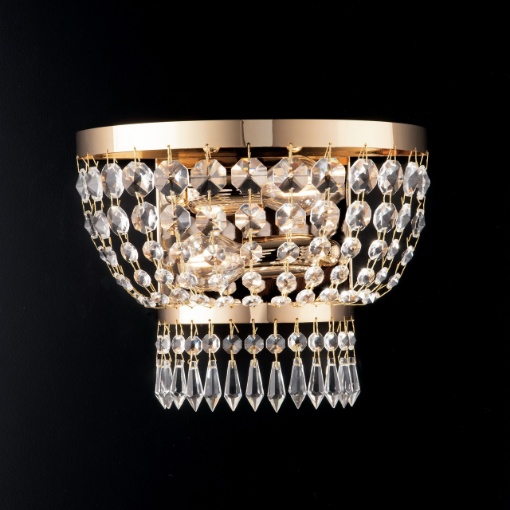 Immagine di Lampada Oro Classica da Parete con Strass in Cristallo Mozart Bonetti