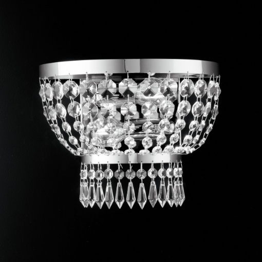 Immagine di Applique Cromo con Strass in Cristallo Mozart 2xE14 Bonetti