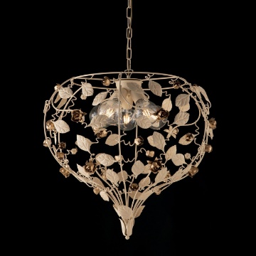Immagine di Lampadario Salone Classico 5 Luci Metallo Avorio Decapè Bella Bonetti