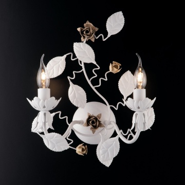 Immagine di Lampada da Parete Classica Metallo Bianco Shabby Bella 2 Luci Bonetti