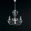 Immagine di Lampadario Classico 3 Bracci Ferro Battuto Bianco Shabby Damasco Be Light