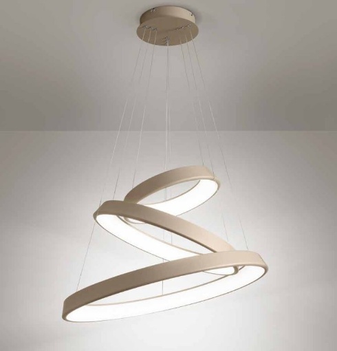 Immagine di Lampadario Soggiorno Tre Anelli Diodi Sabbia Led 102w 3200k Affralux