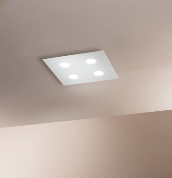 Immagine di Lampada Da Soffitto Piastra Quadrata Bianca 4 Luci Led Gx53 Flet Affralux