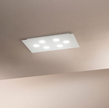 Immagine di Plafoniera Rettangolare Bianca Design Sottile 6 Luci Led Gx53 Flet Affralux