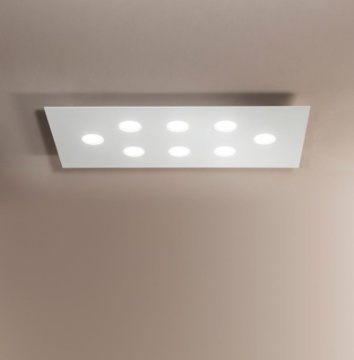 Immagine di Plafoniera Moderna Design Sottile Bianco 8 Luci Led Gx53 Flet Affralux