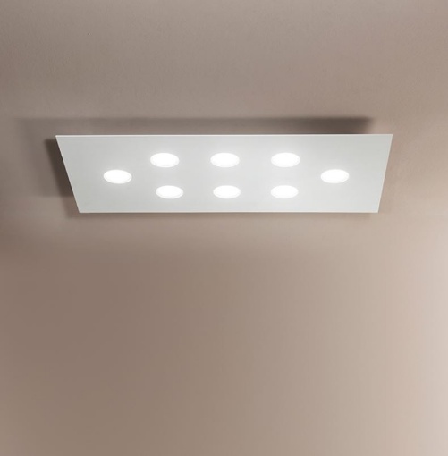 Immagine di Plafoniera Moderna Design Sottile Bianco 8 Luci Led Gx53 Flet Affralux