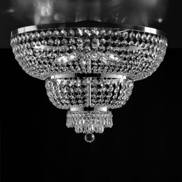 Immagine di Plafoniera Cromo con Strass in Cristallo Mozart 8 Luci Bonetti