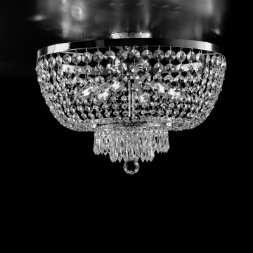 Immagine di Plafoniera Cromo Strass Decorativi in Cristallo Mozart 6 Luci Bonetti